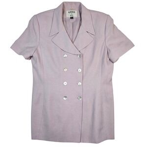 Kasper for ASL Womens 12 Short Sleeve Double Breasted Blazer Lavender Purple Vtg
